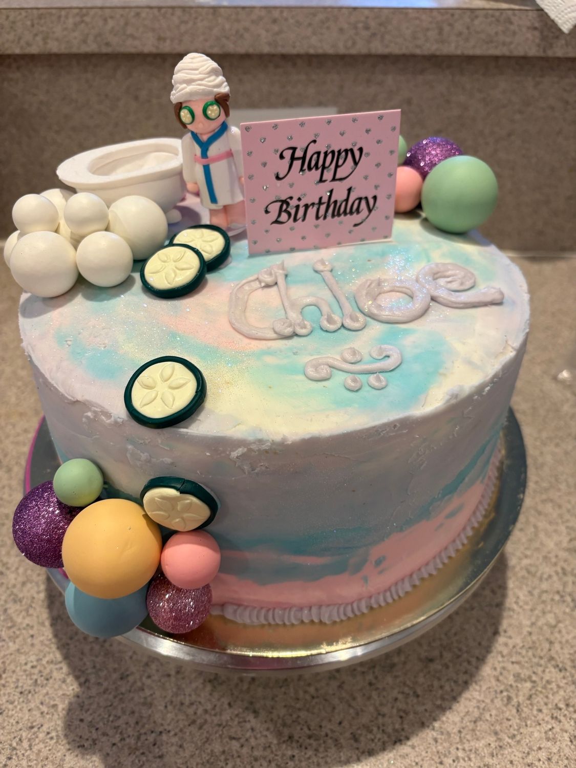 Spa themed birthday cake whimsical