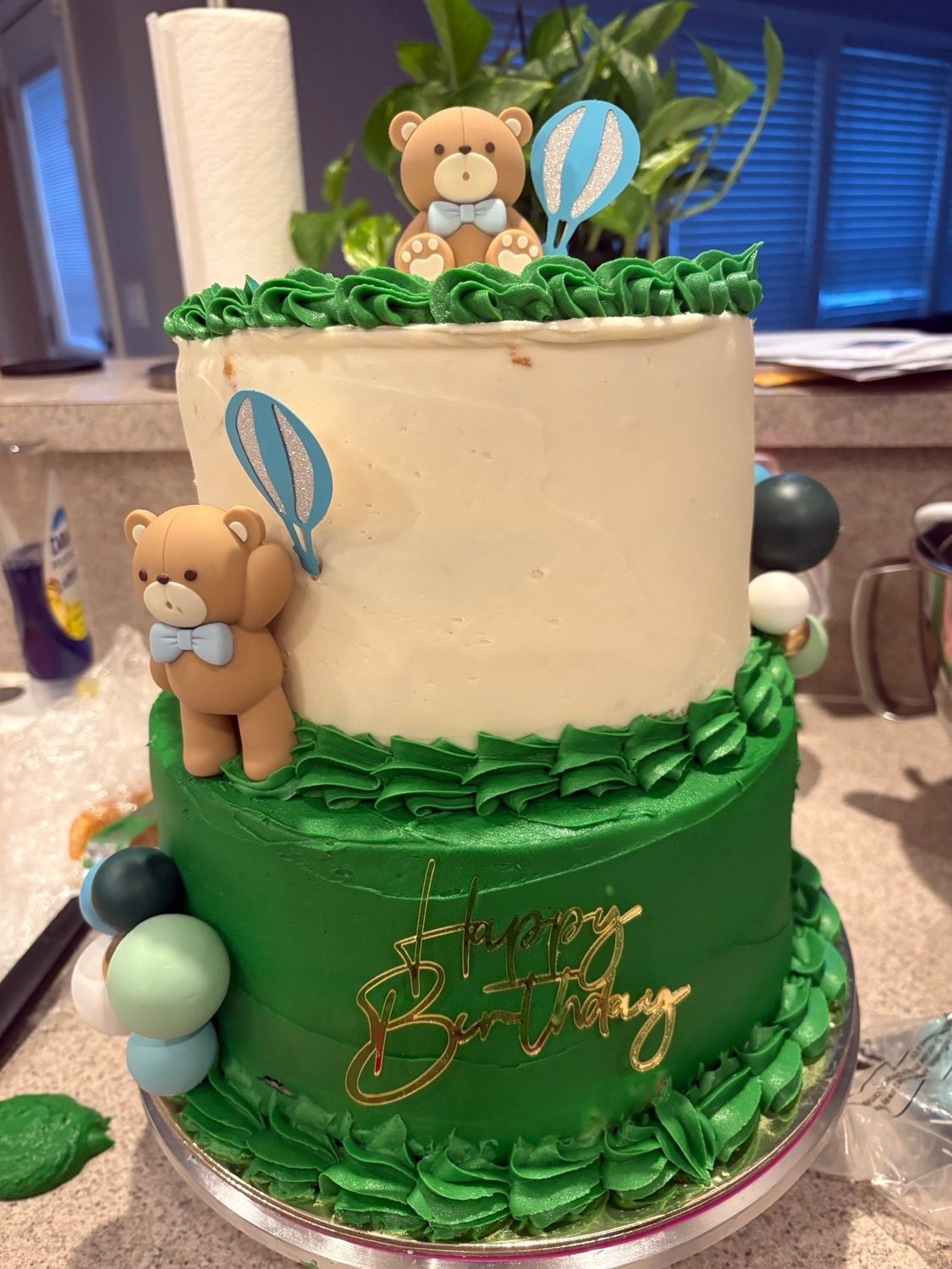 Teddy bear birthday cake two tier